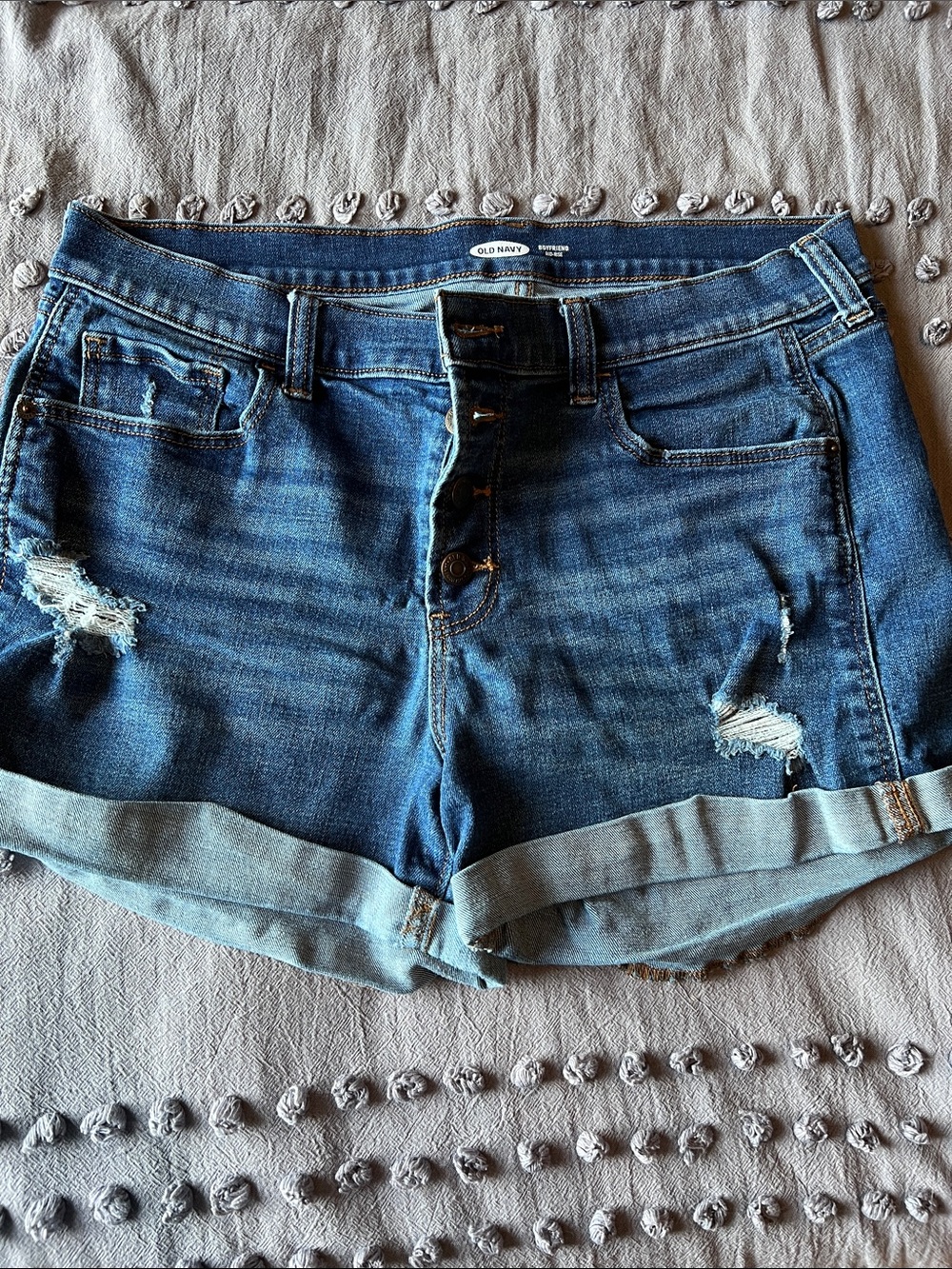 Old Navy Blue Distressed Rolled-Hem Denim Shorts